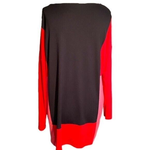 J Jill Color Block Long sleeve Tunic Red Brown Pink Size L Stretch - Picture 4 of 8
